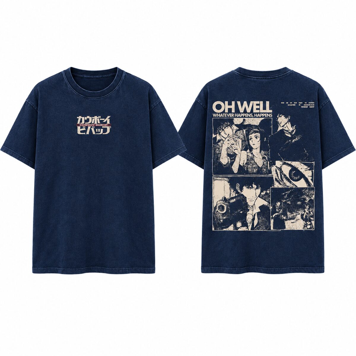 Cowboy Bebop Vintage Washed T-Shirt/Sweatshirt/Hoodie – Retro Anime Manga Graphic Tee
