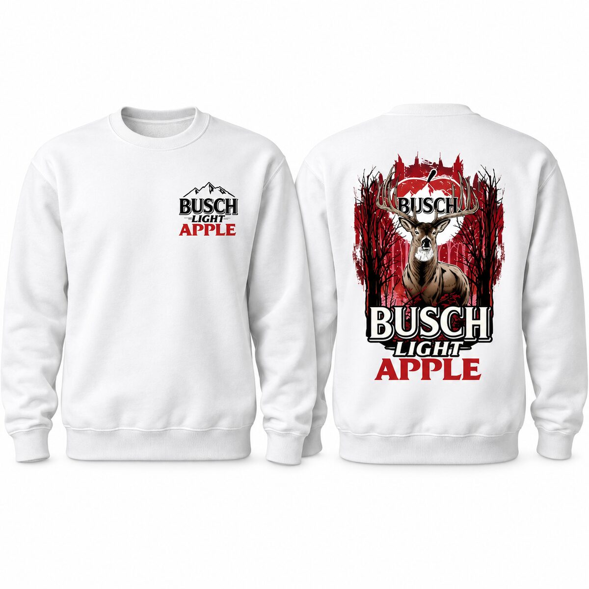 Busch Light Apple Hunting Hoodie/Sweatshirt/T-shirt – Vintage Deer Graphic Pullover Sweatshirt